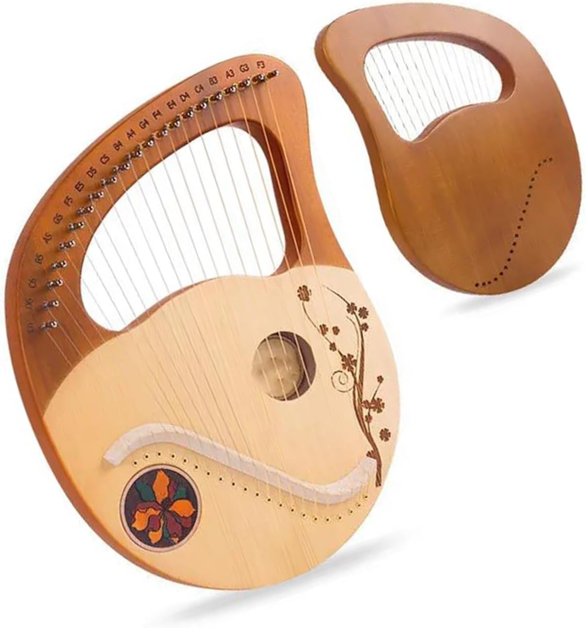 Lyre Harp Set Harp Mahogany 21 Metal Strings Portable Solid Wood Gift For Music Lovers Beginners Adults