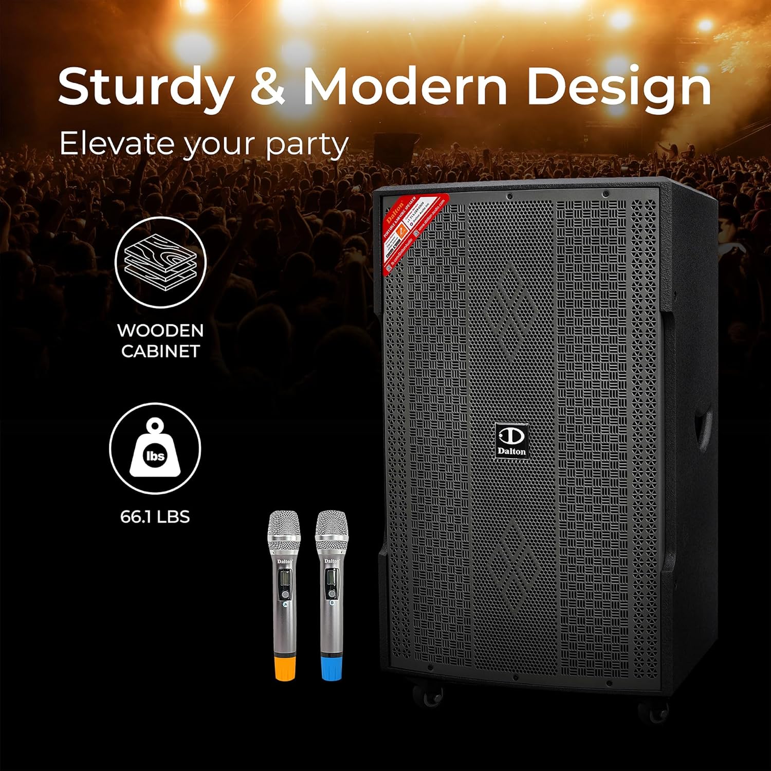 DS15XPro Karaoke Machine Speakers Bluetooth Wireless with Wireless Microphones, Karaoke System Best Machine for Adults Karaoke with Bluetooth Professional Karaoking Dual Speakers Karaoke