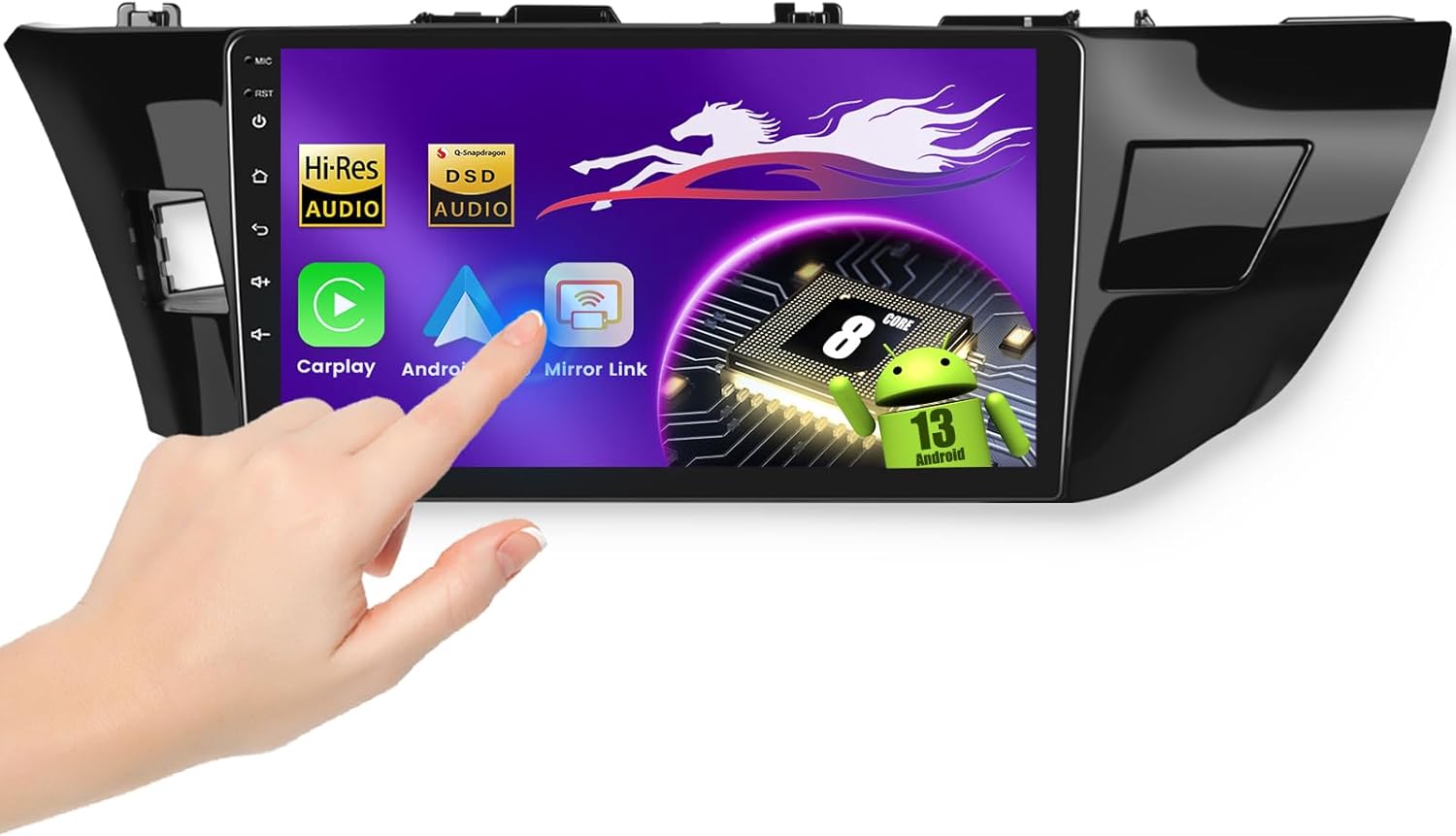 [Qualcomm 8-core 4+64GB] Car Radio Stereo for Toyota Corolla 2014-2017 with 10.1-Inch 1280P QLED Touchscreen, Android Car Radio Wireless Carplay Android Auto BT5.1/DSP/Hi-Res Audio/WIFI/SWC/GPS/Camera