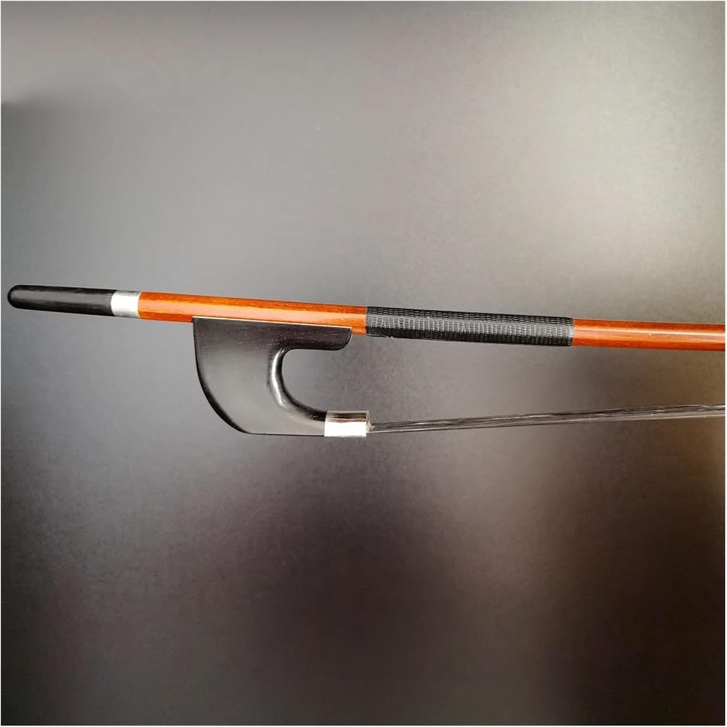 TSTS 4/4, 3/4, 1/2, 1/8, 1/4 Size Bass Bow Brazilwood Round Stick Nickel Silver Parts Full Size Violin Bow (Color : 4/4)