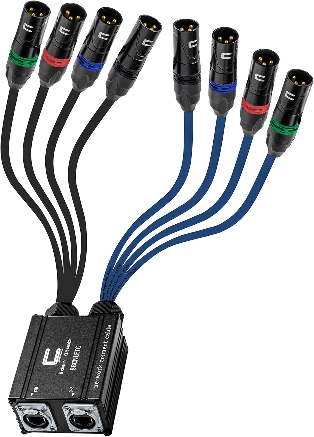8 Channel 3-pin XLR Male to Ethercon Network Cable Adapter- Double 4 Channel Cat6 Multi Network Snake Receiver- for Live Stage, Home Studio Recording- AES, DMX Channels