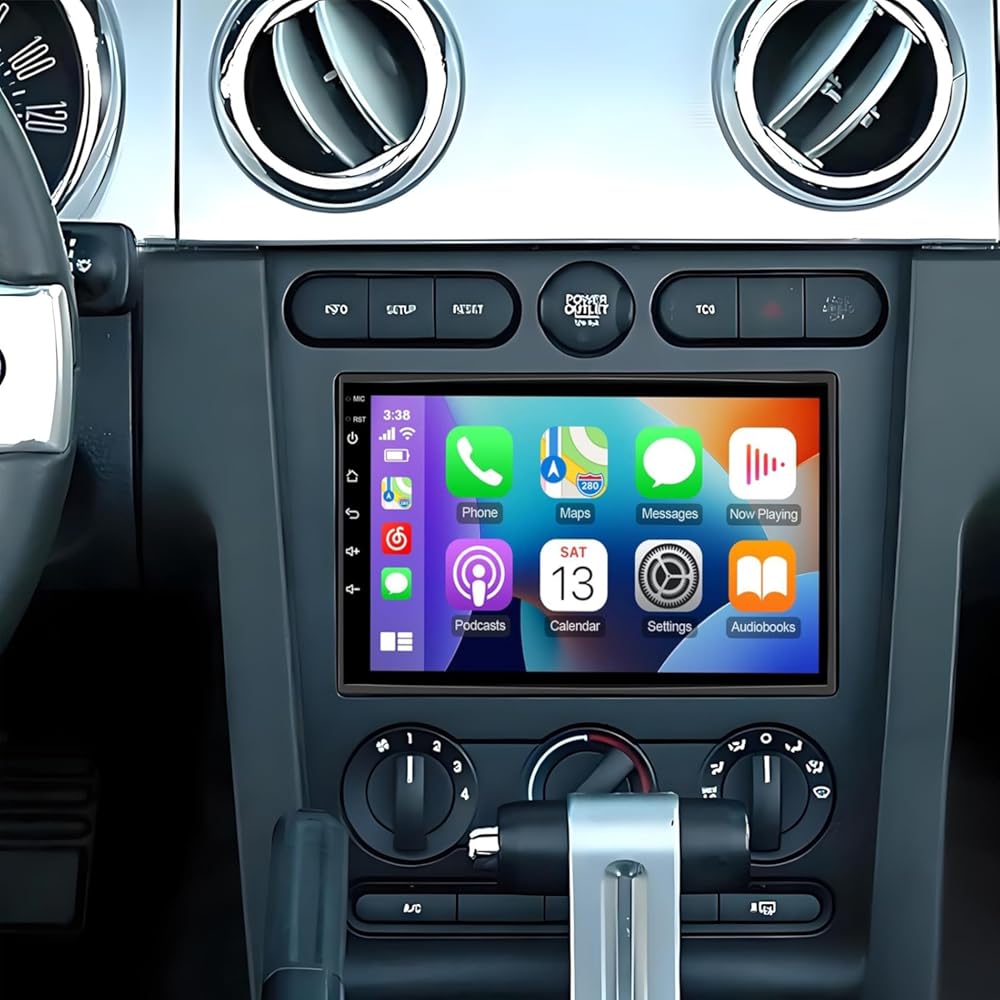 PHEZEN 7 inch Touchscreen Car Stereo Fit for Ford Mustang 2005-2009, Android 13 Double Din Car Radio with Carplay & Android Auto in-Dash Navigation BT Mirror Link WiFi Backup Camera 4+64G