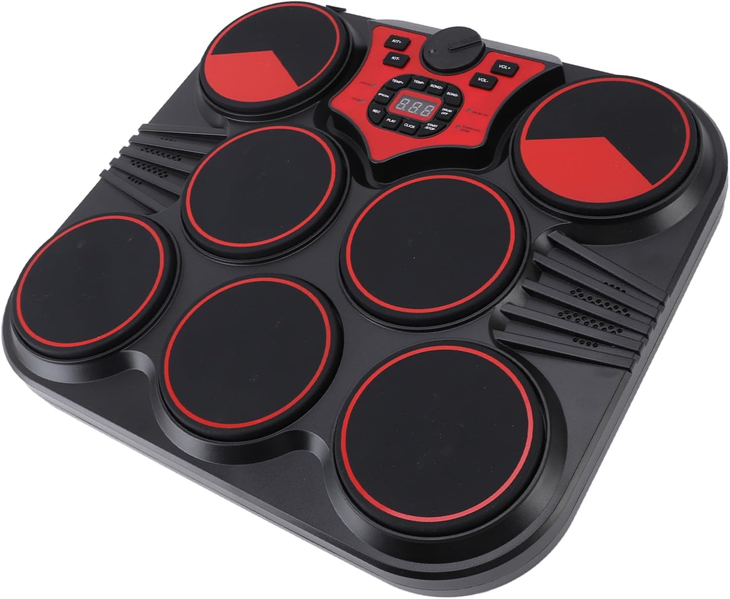 Focket Electronic Drum Set, 7 Pads Digital Drum Kit with Multiple Rhythms Sounds, USB Rechargeable Table Machine for Portable Practice with Pedal Sound Cable