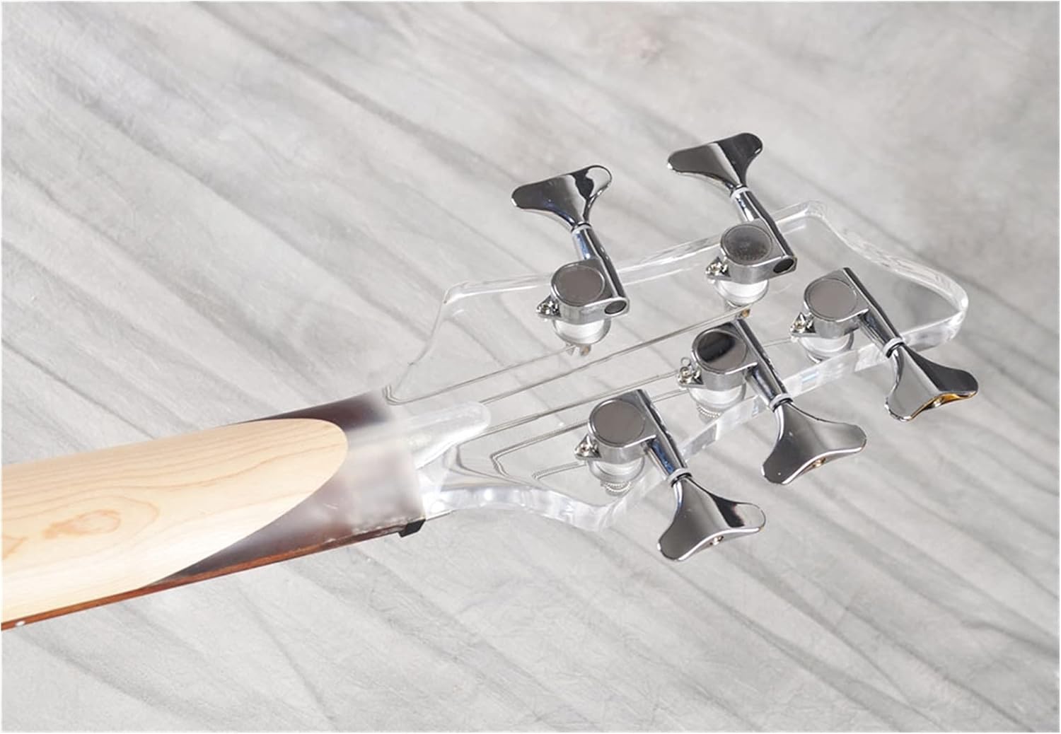 Unfinished Guitar Body Red Sandalwood Fingerboard with LED Lights, Real Shots, Suitable for 2016 New Straight-Through 5-String Acrylic Body Bass Guitar DIY Accessory