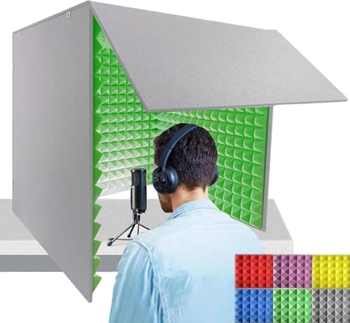Vocal Recording Booth,Desktop Soundproof Cover Foldable,Recording Booth to Filter Vocal,Isolation Shield,Recording Equipment,for Studio, Recording, Hosting, Commentary,Gree