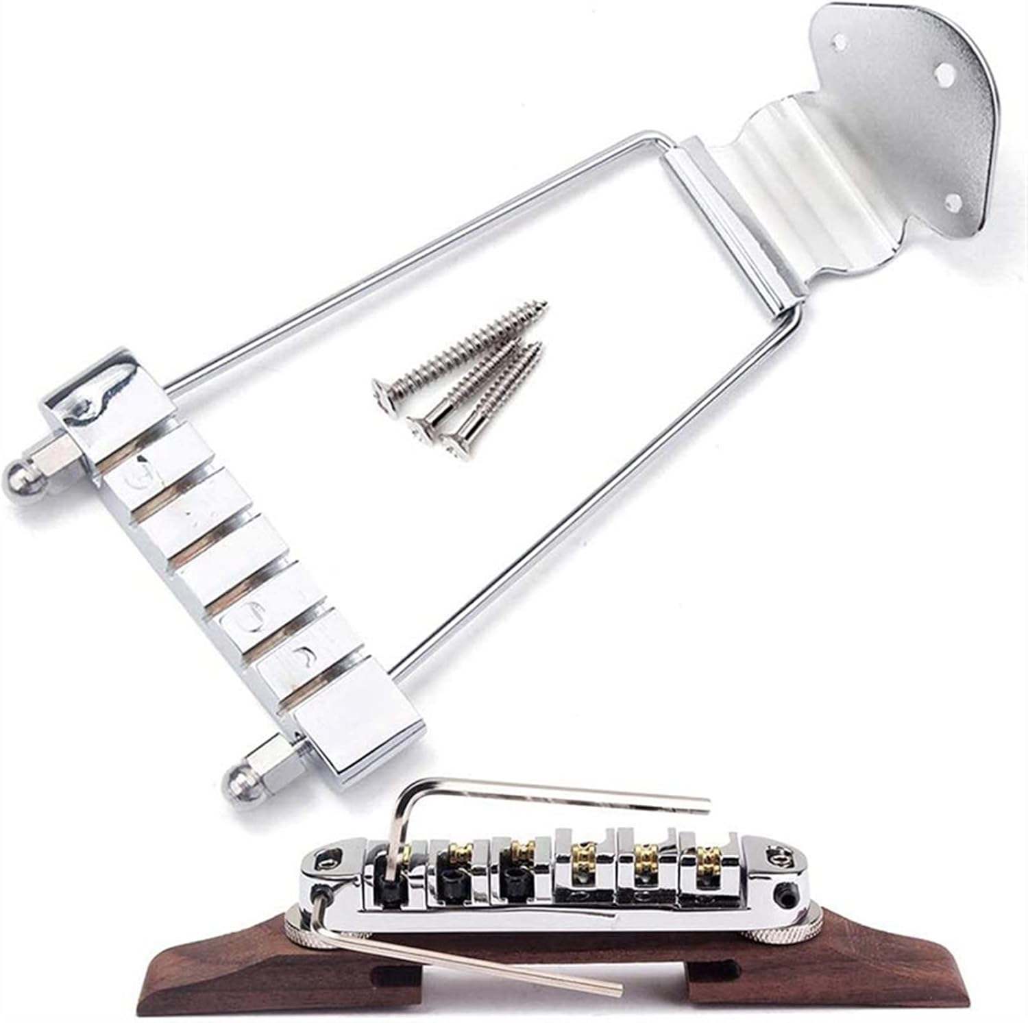 6 String Guitar Rosewood Bridge Height Adjustable Tailpiece for Bass Guitar Parts Silver Electric Guitar Bridge