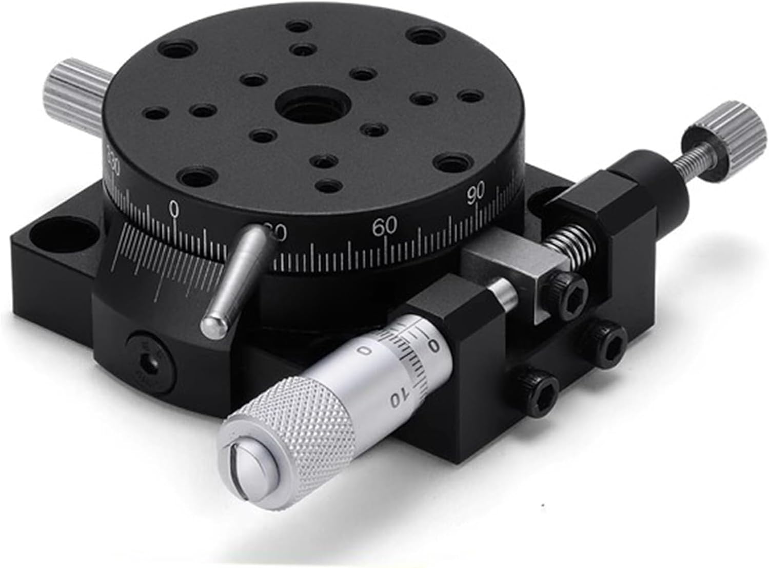 360° Fine Tuning Optical Sliding Table, Manual Rotation Stage with Micrometer for Production Machinery - R Axes Trim Station and Rotating Linear Displacement Platform (60mm)