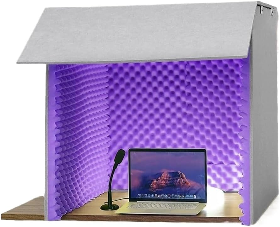 Portable Soundproof Booth, Home Studio Recording Booth, Recording Shielded Microphone Booth Cube (Purple)
