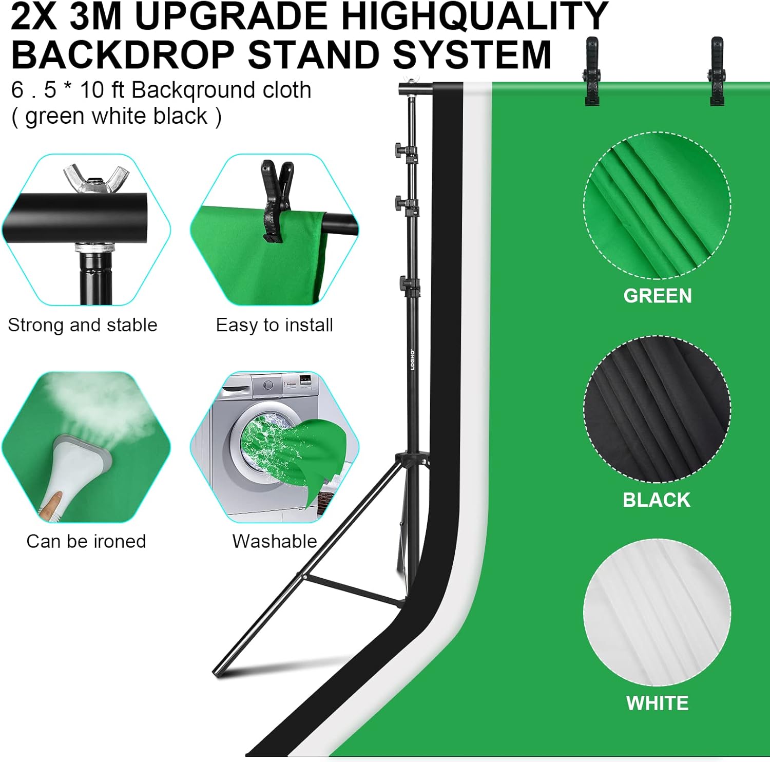 Photography Lighting kit with Backdrops, 8.5x10ft Backdrop Stands, UL Certified 5500K 800W Equivalent 25W LED Umbrella Softbox Continuous Lighting, Photo Studio Equipment for Photo Video Shoot