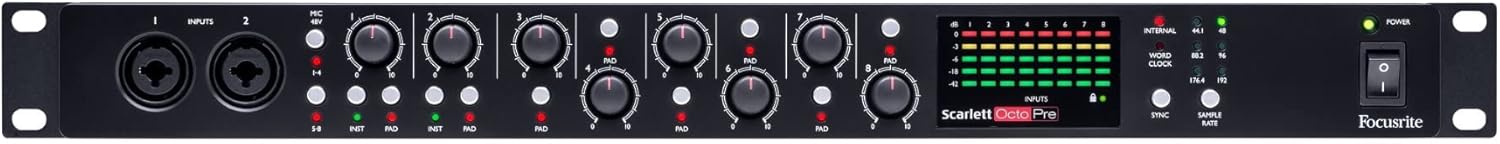 Focusrite Scarlett OctoPre 8-Channel Mic Pre Expansion Bundle with FocusProAudio XLR Cables (25-Feet) and 1/4-inch TRS Cables (6-Feet) (7 Items)