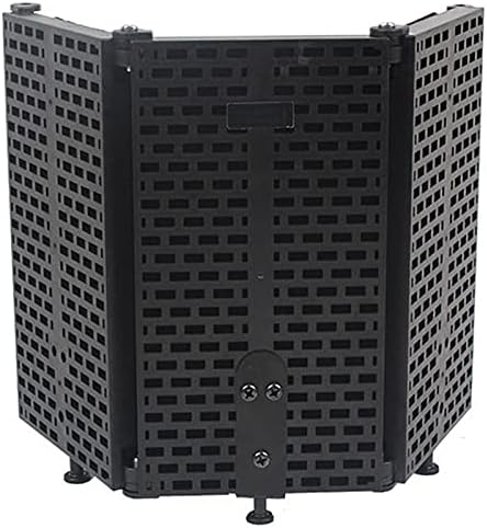 Microphone Isolation Shield 3-Panel Wind Screen Filter Foldable with Metal Disc Holder for Recording Studio Singing