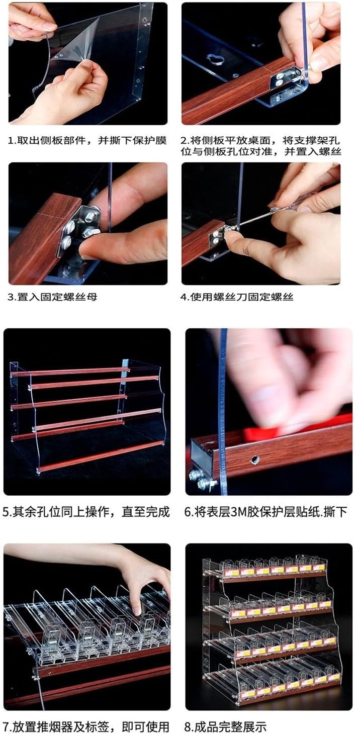Acrylic Automatic Tobacco Display Rack Pushers - Clear 3-Layer Cigarette Box Holder for Convenience Stores, Gas Stations, Retail Shops - Efficient Auto-Push System for Cigar Products