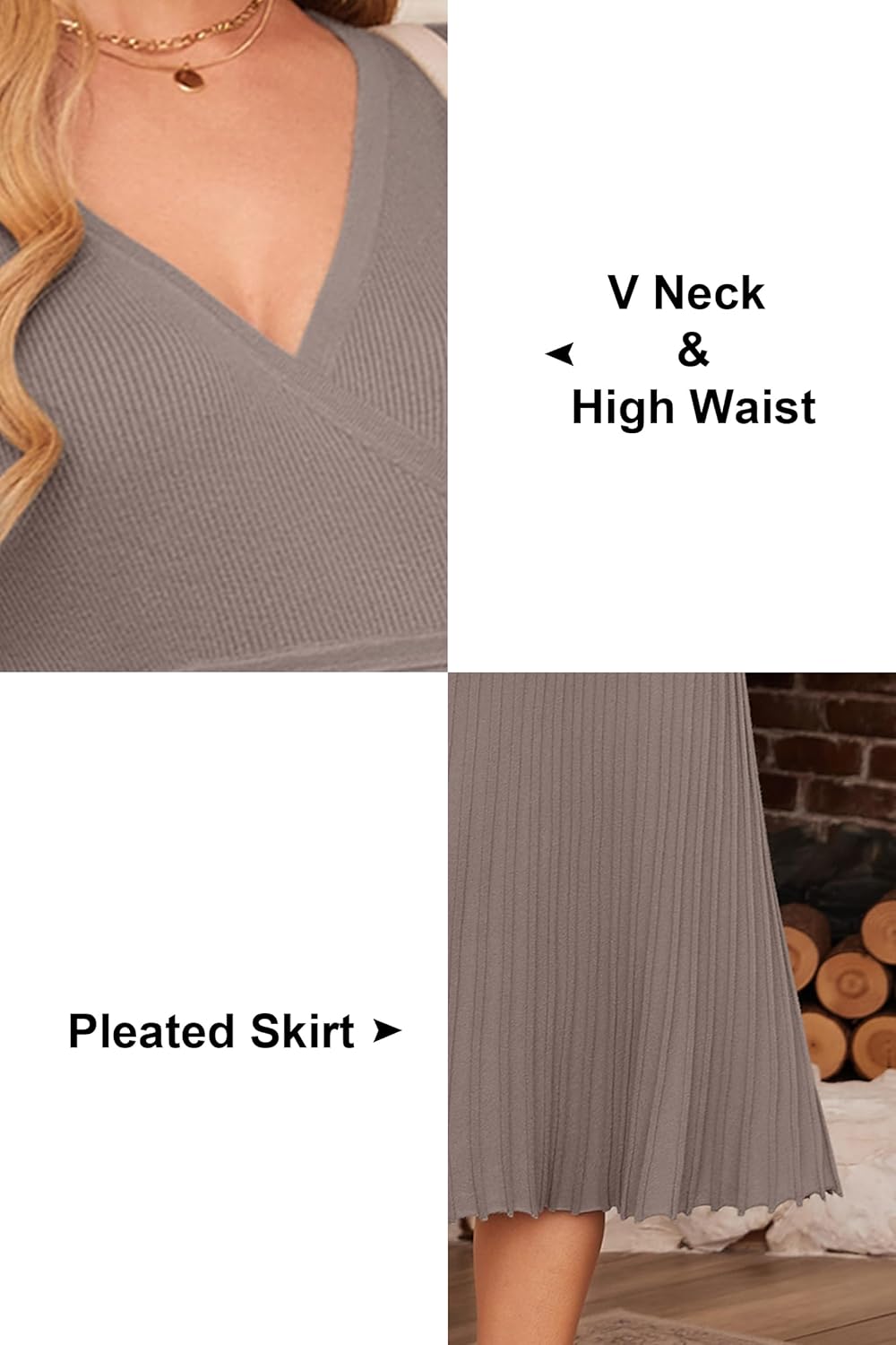 OUGES Women's Fall Maternity Dress for Photoshoot Long Sleeve Wrap V Neck Pleated Baby Shower Sweater Midi Dresses 2026
