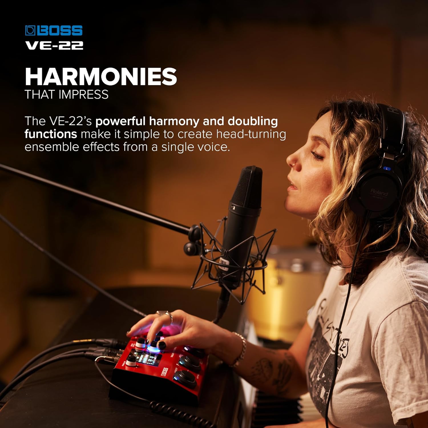 BOSS VE-22 Vocal Performer | Advanced Multi-Effects Processor for Singers | Powerful Harmony & Doubling Functions | Auto Pitch Correction | Ideal for Stage Performance, Recording, Livestreaming & More