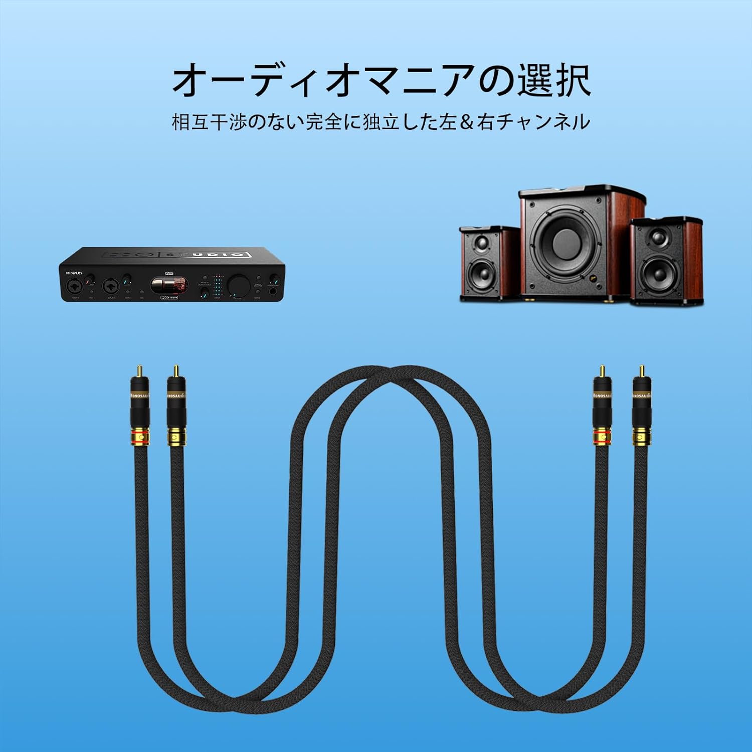 Monosaudio 17AWG Audiophile RCA Cable RCA Balanced Audio Cable OFC Copper Gold Plated Interconnect 2RCA Male Signal Cord for Home Theater, HDTV, Amplifiers, Speakers(1.5M/4.9Ft)