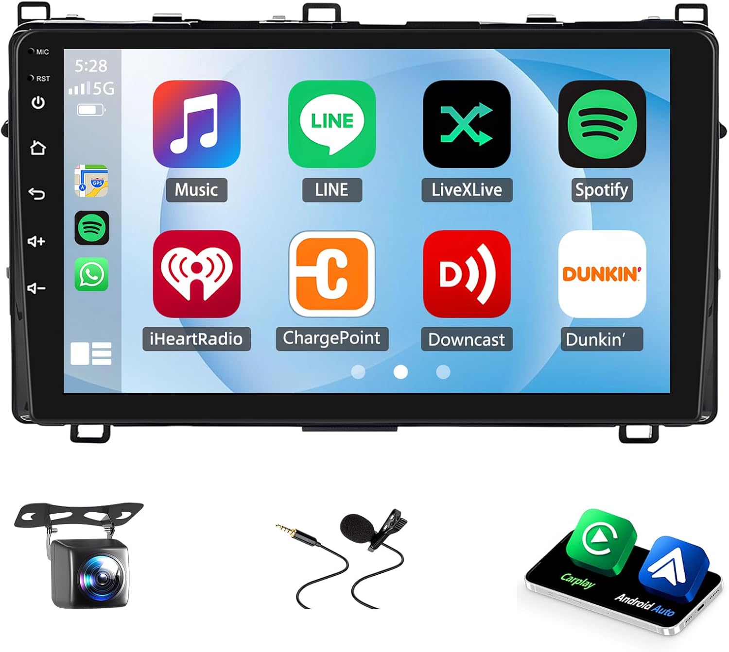 Android 14 Car Stereo Fit for Toyota Corolla 2017-2018, 9inch Touch Screen with Wireless Carplay Android Auto AHD Backup Camera Mirror Link GPS SWC WiFi FM,2+32G