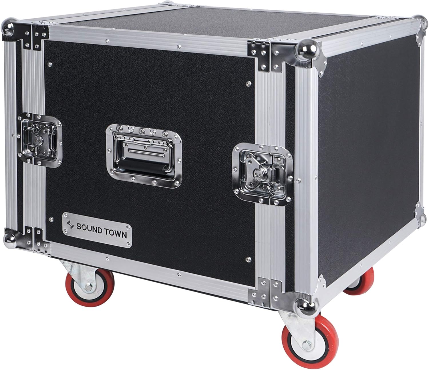 Sound Town Shock Mount 8U ATA Rack Case with 17” Rackable Depth and Casters, 8-Space Size - Pro Tour Grade (STRC-SP8UW)