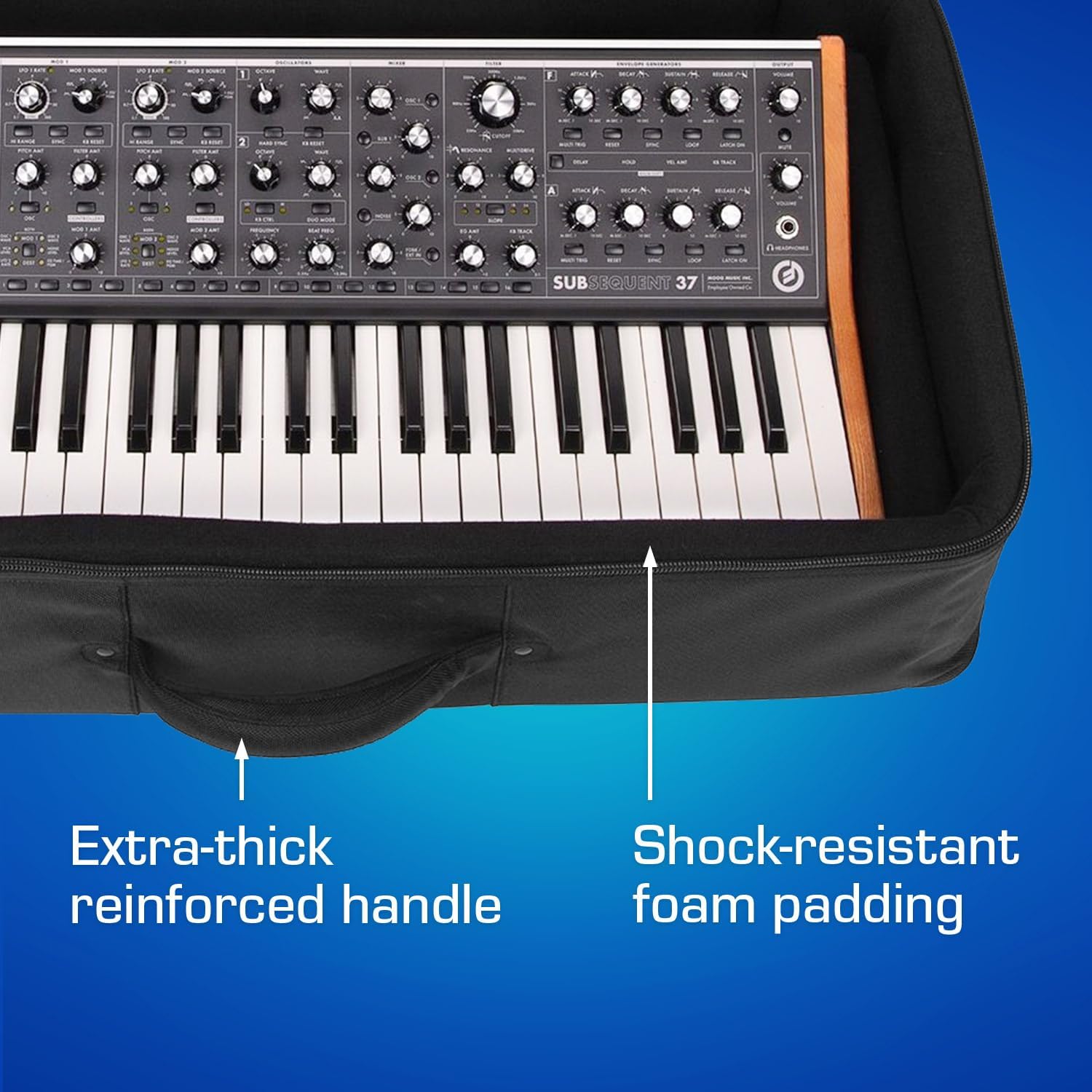 ANALOG CASES Moog Subsequent 37 / Subsequent 25 Case - Custom-Fitted Padded SUSTAIN Travel Case with Backpack Straps