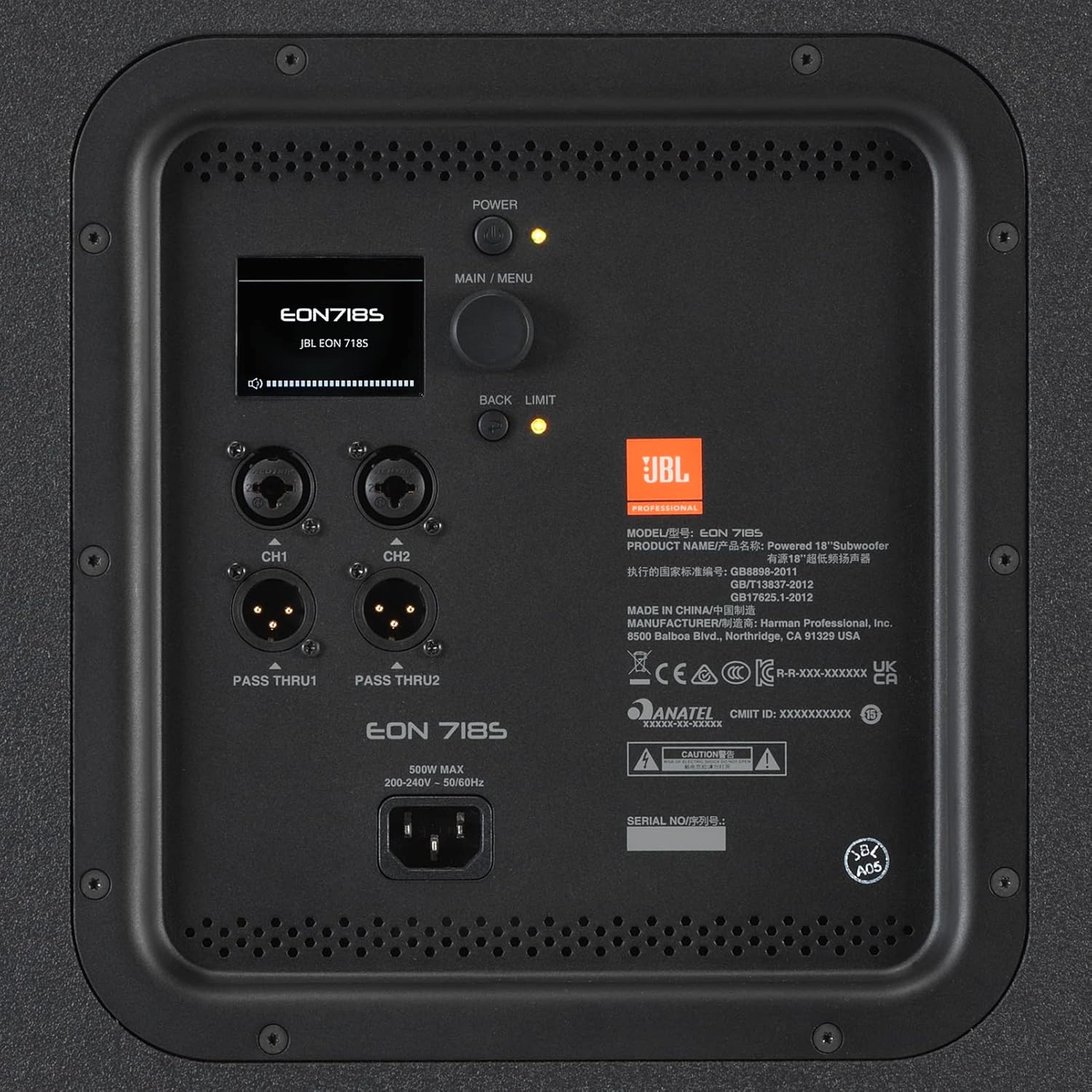 JBL Professional EON718S Powered PA Subwoofer with Bluetooth, 18-inch, Wired Electric, Black