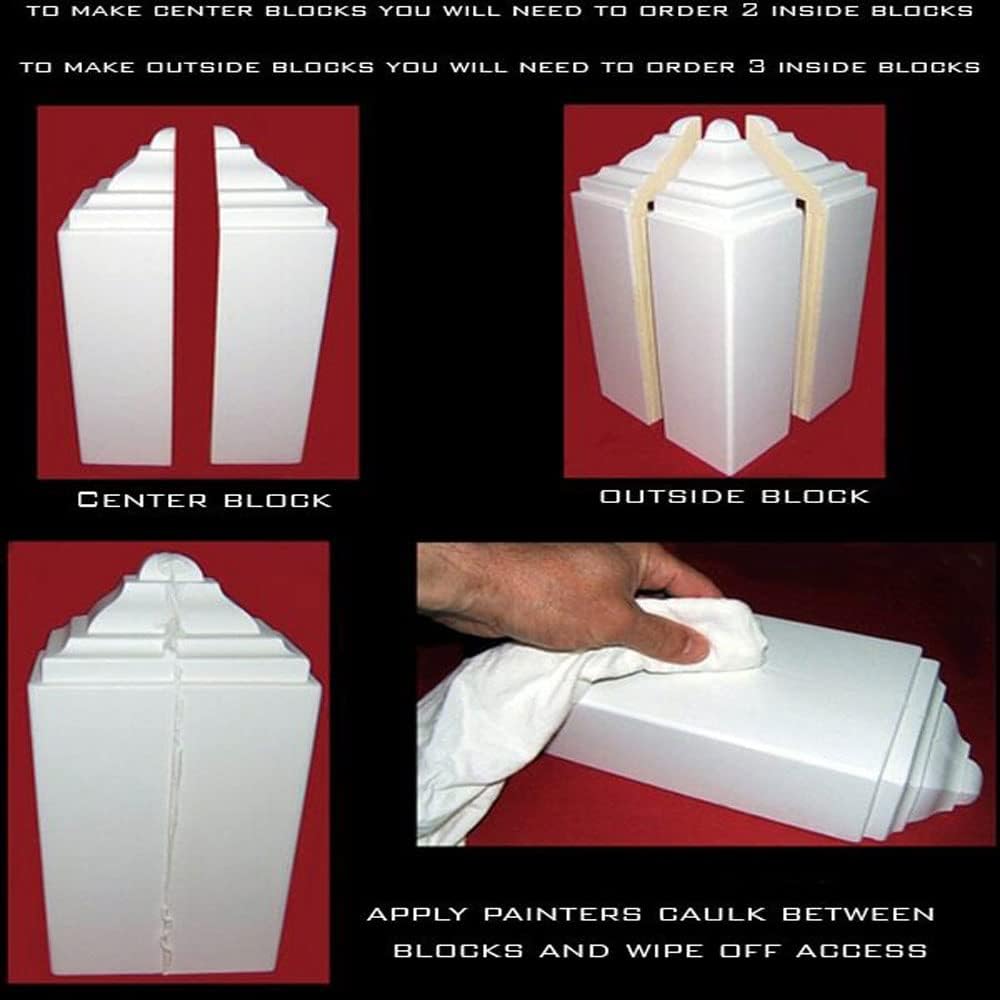 À LA MAISON CEILINGS CM-ICB Crown Molding Inside Corner Block Medium - 3.5 x 3.5 x 11.25 inches White 4 Pack