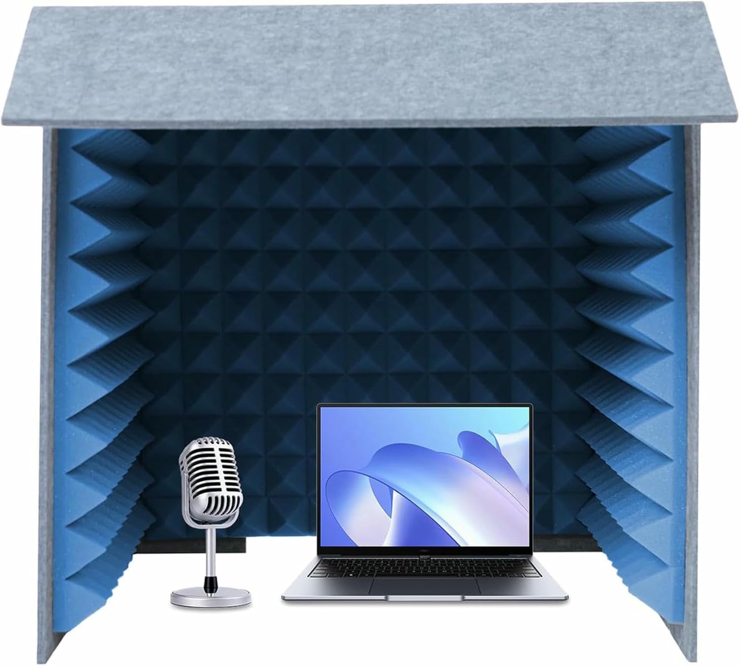 Microphone Isolation Shield, Studio Acoustic Desktop Soundproof Cover, Portable Recording Vocal Sponge Booth for Laptop Work Music Recording Use