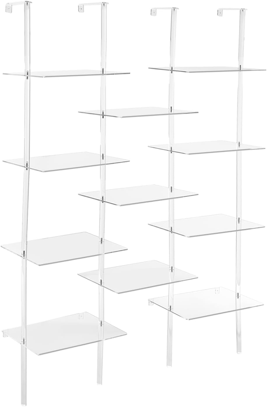 Acrylic Geometric Bookshelf, Clear Modern Bookcase with 22 lbs Capacity per Tier, Wall Mount & Freestanding Display Shelf for Living Room, Bedroom and Office (59.4 inch)