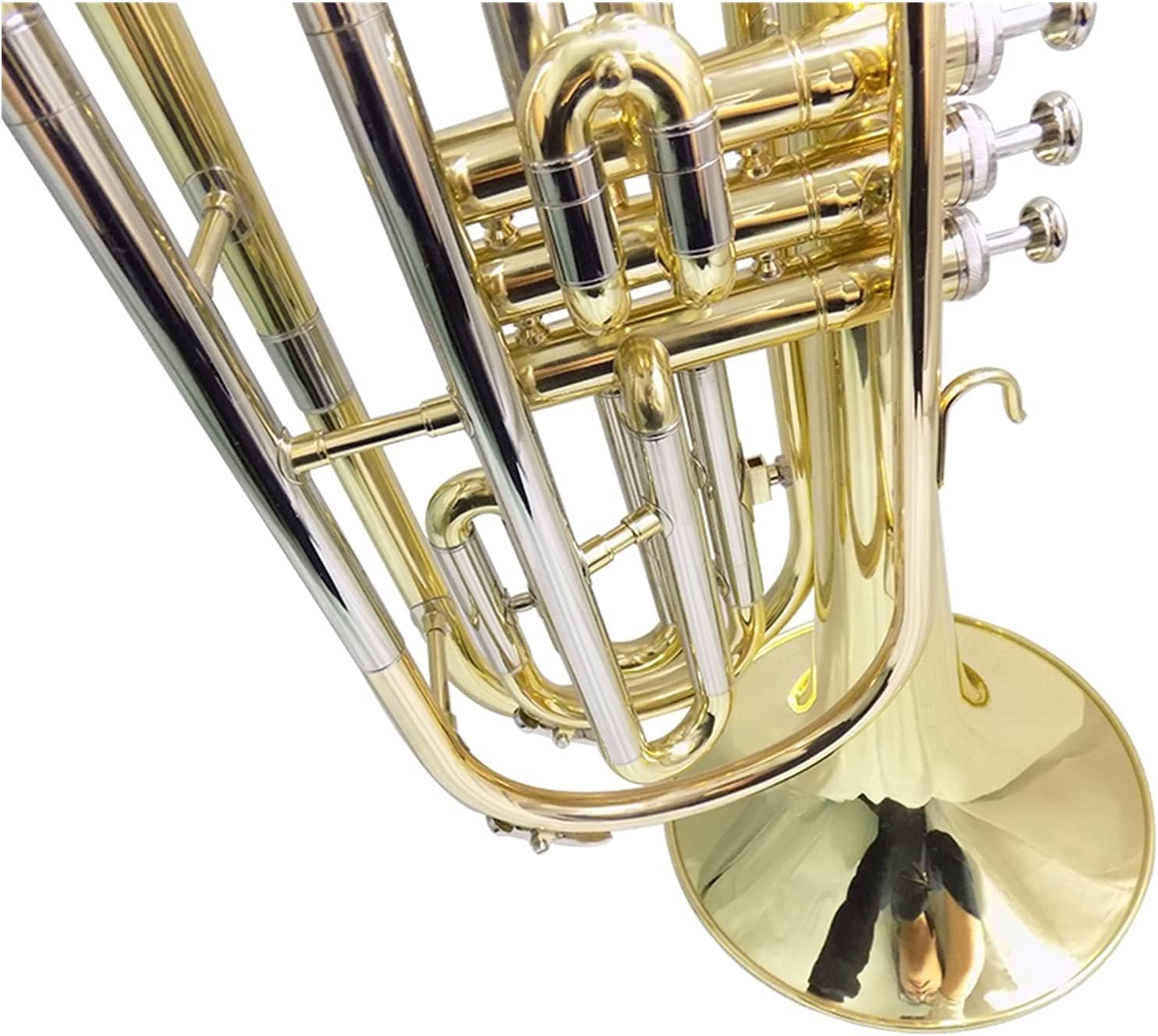 Student Trumpet Bb Marching Trombone with Hard Case Mouthpiece Lacquer Silver Nickel Plated Trombones Musical Instruments (Color : Lacquer)