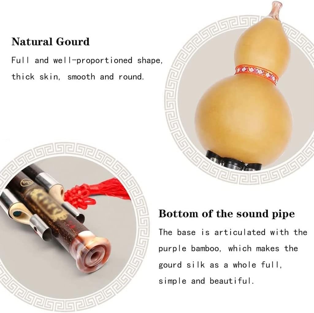 Cucurbit Flute Orchestra Bamboo Musical Instrument Children Adult Cucurbit Flute Professional Playing Cucurbit Piccolo with Crisp Sound (Size : Key G)