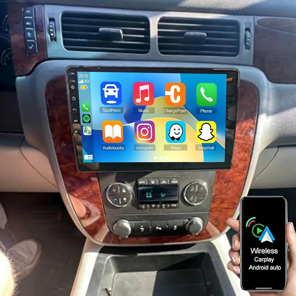 Android 14 Double Din Car Stereo Upgrade Radio for Chevrolet Tahoe 2007-2014,10in Touchscreen Support Carplay Android Auto RDS DSP SWC GPS WiFi BT Mirrorlink Mic Backup Camera-2+64G