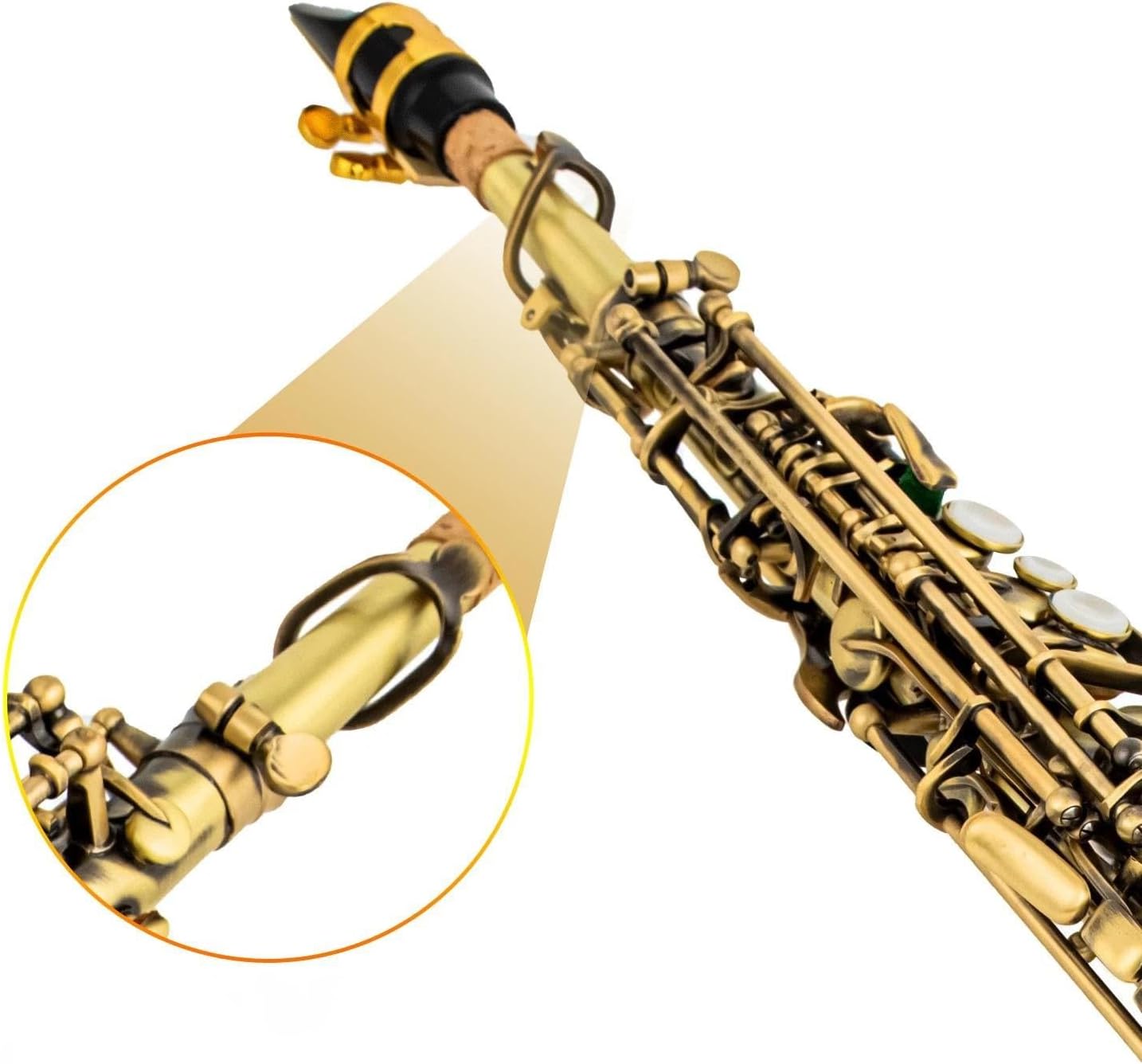 Japan Bb Treble Saxophone Antique Copper Plated Sax Woodwind Instrument Carve Pattern & Case Mouthpiece Reed