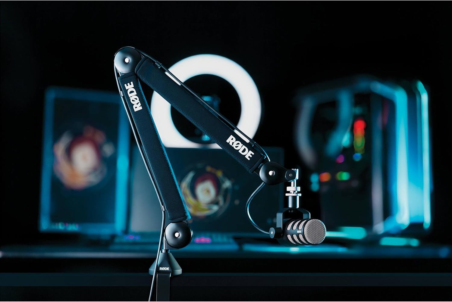 Rode Procaster Cardioid Dynamic Broadcast Microphone with Rode PSA1+ Microphone Boom Arm, PSM1 Shockmount and XLR Cable