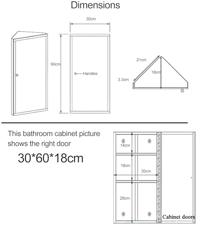 Bathroom Corner Medicine Cabinet, Stainless Steel Bathroom Cabinet Wall Mount with Mirror, Cupboard, Hanging Triple Shelf Storage Cabinet for Bathroom Kitchen Laundry Room Dormitories