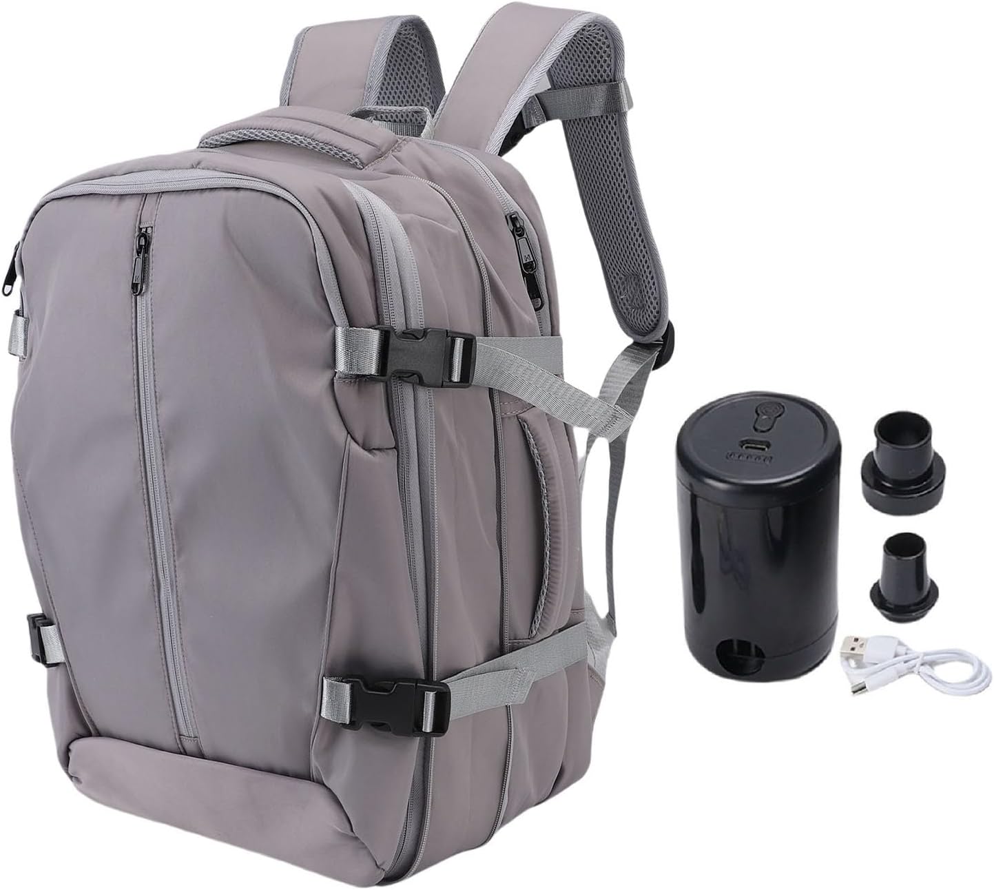 CHICIRIS Vacuum Backpack, Weekender Backpack, Vacuum Compression Expandable Waterproofing with Laptop Compartment, Lock for Business Travel, Wet Dry Separation (Grey)