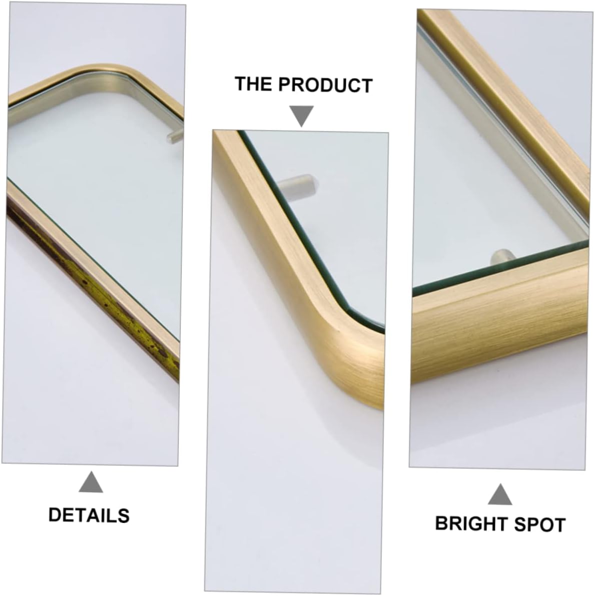 Happyyami Bronze Coated Glass Bathroom Shelf Wall Hanging Partition Rack Easy Clean Rustproof Suitable for Bathroom Kitchen