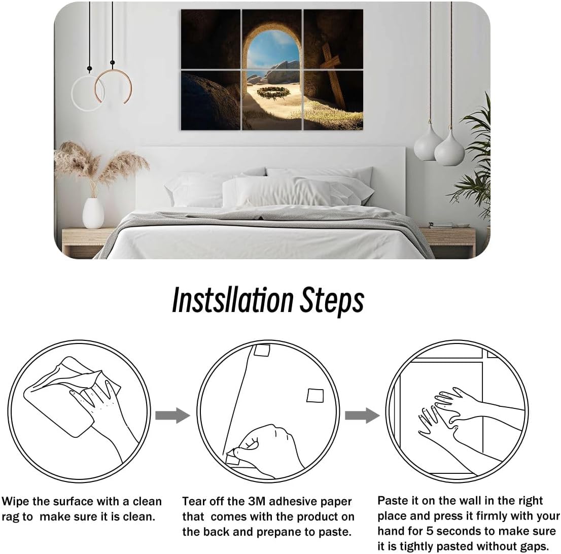 6 Pack Art Acoustic Panels Christ Bible from empty stone tomb is flooded light thrown Sound Absorbing Panel 48