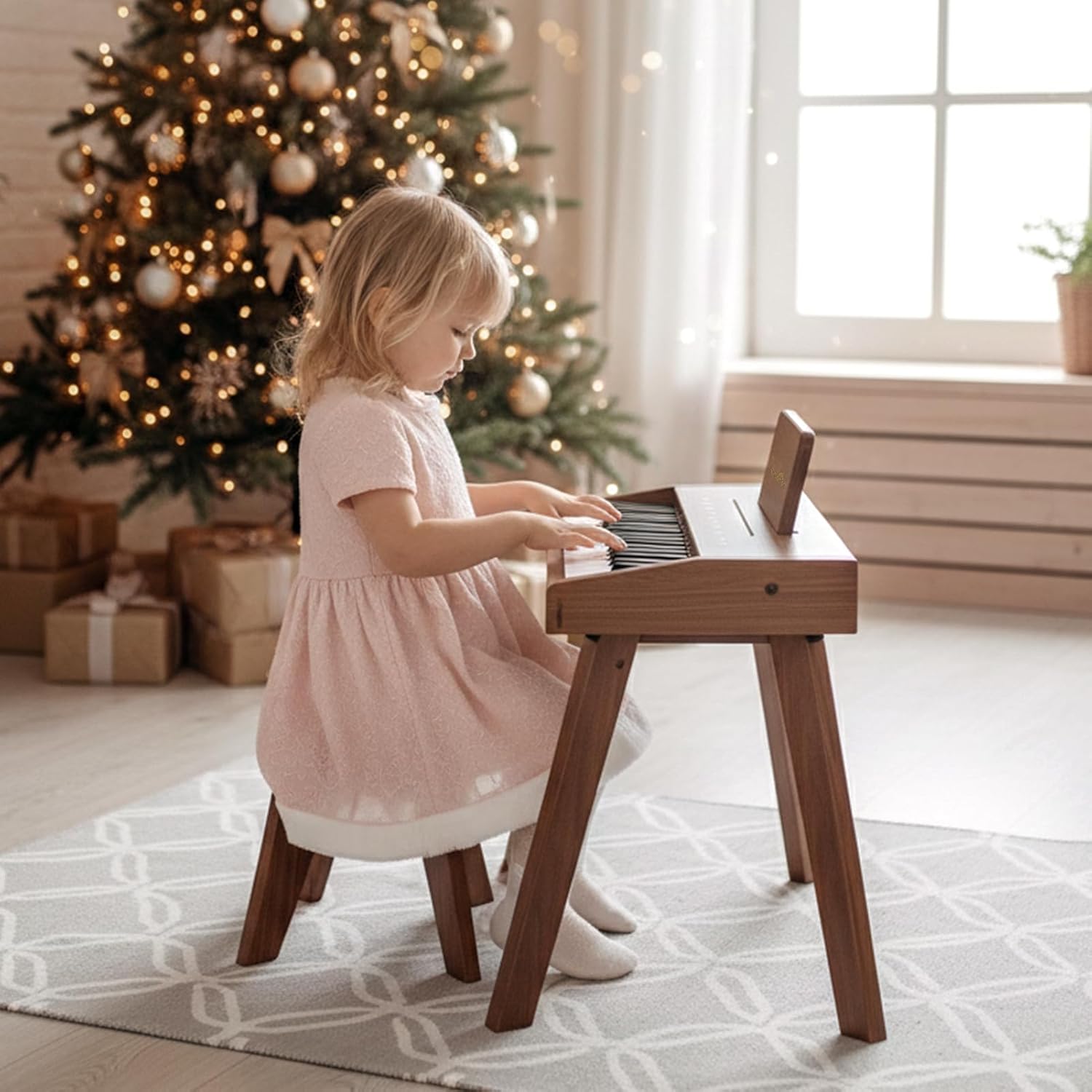 Dreamon Kids Digital Piano Keyboard, Music Educational Instrument Toy, Wood Piano for 3+ Girls and Boys, Christmas & Birthday Gifts for Kids Ages 6-12 Years Old