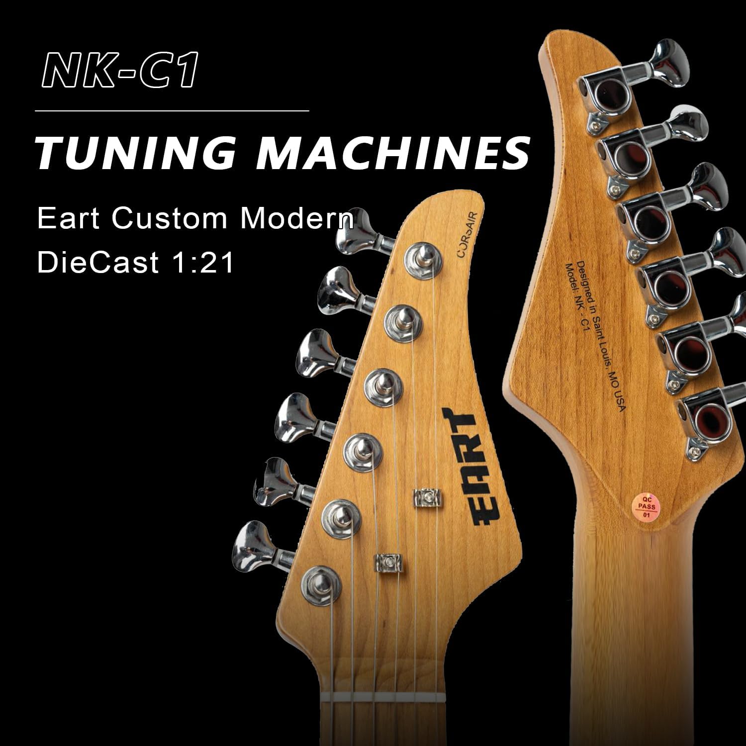 EART NK-C1 Soild Body Electric Guitar - Roasted Mahogany/Flame Maple Body & Maple Neck, Stainless Steel Frets, Bone Nut, Artones-TSC Pickups, Vintage Tones