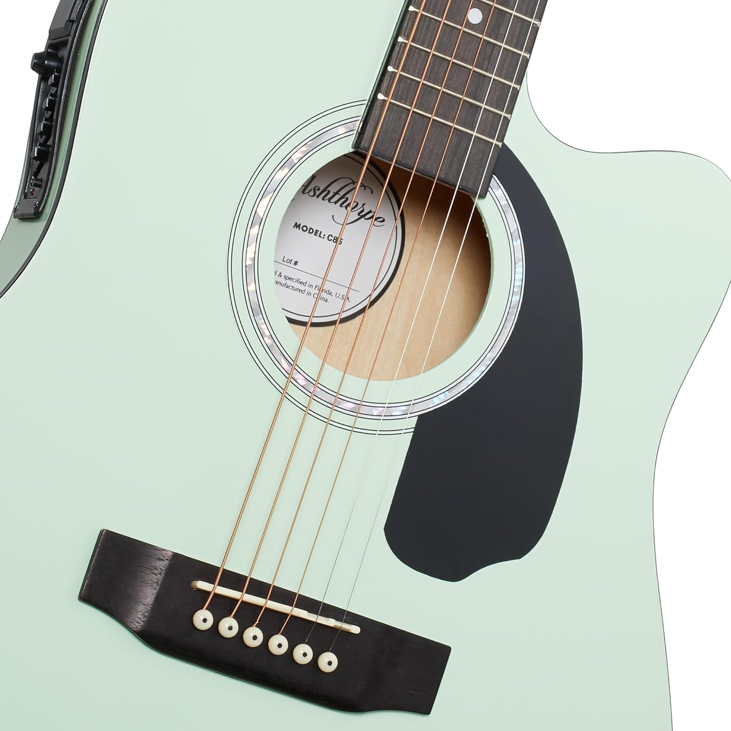 Ashthorpe Full-Size Cutaway Thinline Acoustic-Electric Guitar Package - Premium Tonewoods - Mint Green