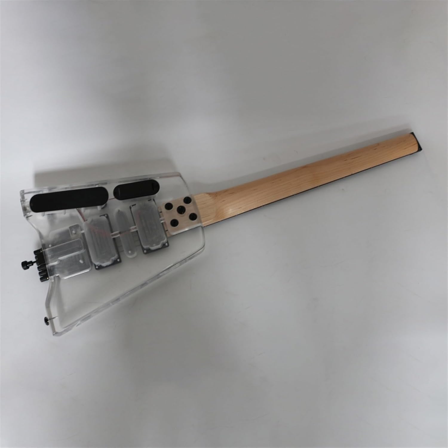 VENEKA Headless Electric Guitar Headless Portable Travel Acrylic Mini Electric Guitar with Tremolo Bridge and HHS Pickup