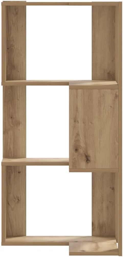 3-Tier Corner Bookcase Shelf, Engineered Wood Storage Cabinet for Living Room, Bedroom, Office, Maximizes Space with Wall Mount Safety