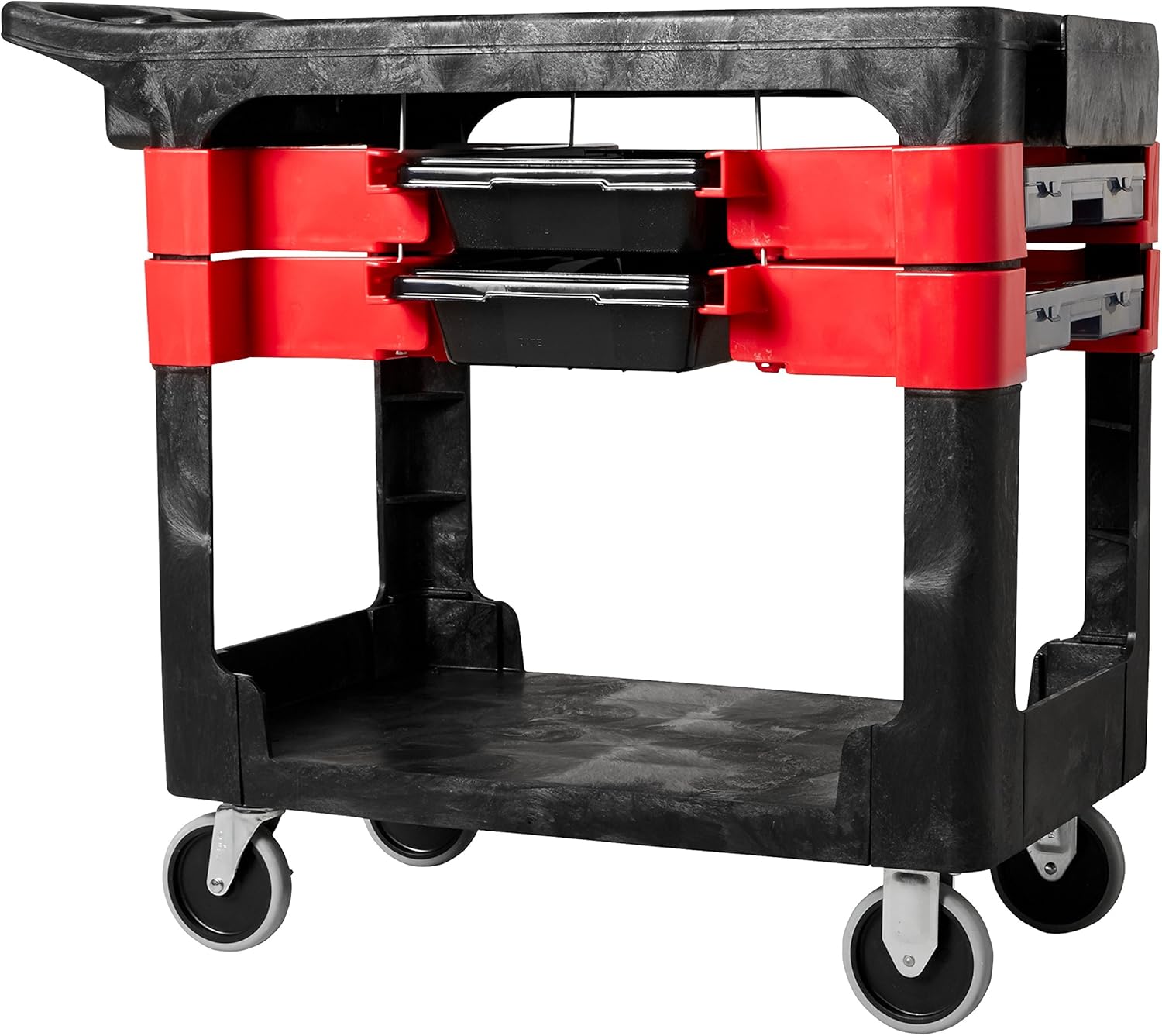 Rubbermaid Commercial Products Trades Tool Utility Cart Mobile Work Station With 2 Parts Boxes and 4 Parts Bins 330 lb. Capacity 5