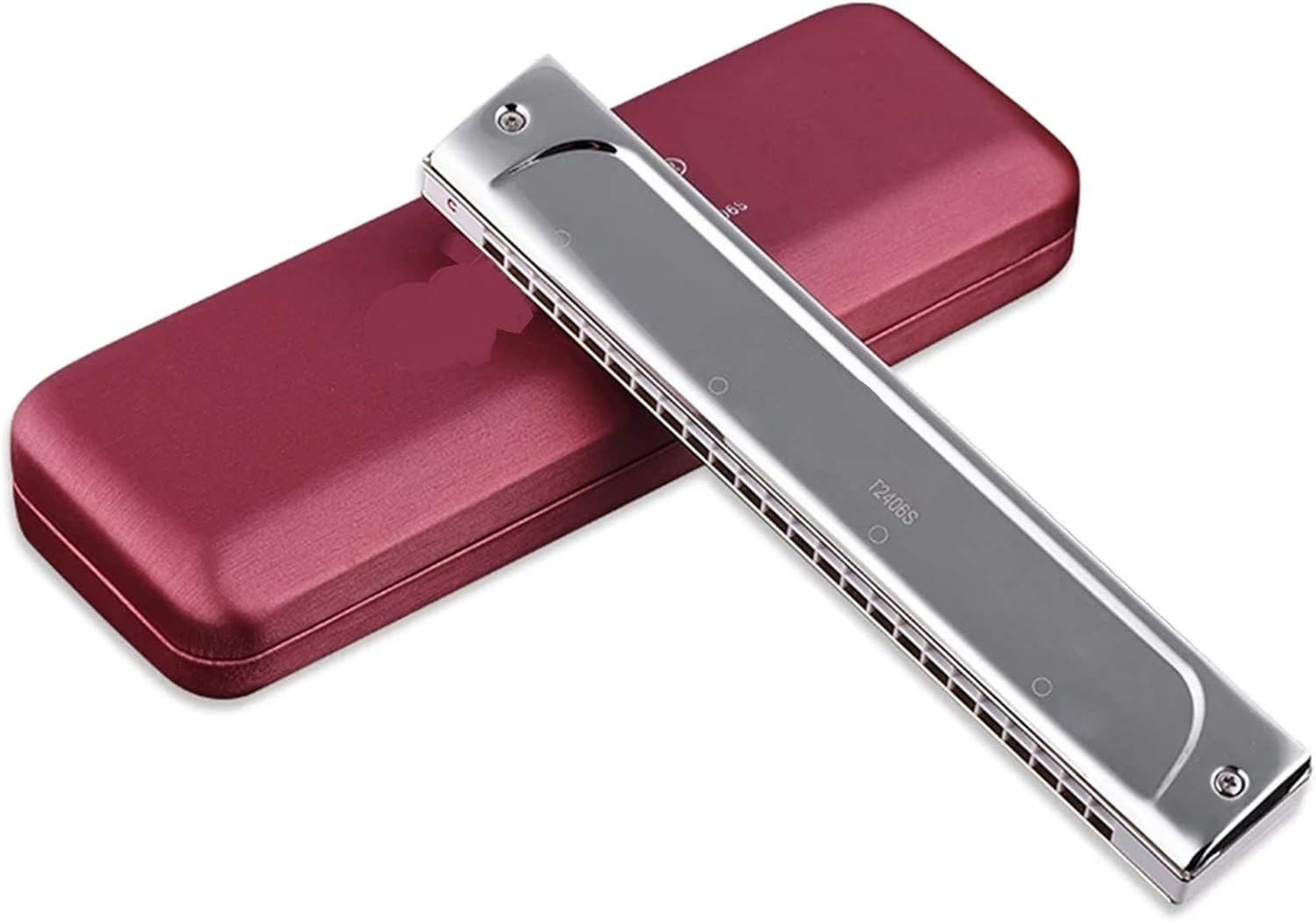 Harmonica Tremolo Harmonica 24 Holes Mouth Organ ABS Comb Brass Reeds Harp Professional Musical Instruments Key C (Color : Key of EB)