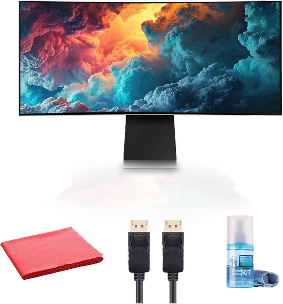 Samsung Odyssey OLED G8 34'' 1440p HDR 175 Hz Curved Ultrawide Gaming Monitor (LS34BG850SNXZA) Bundle Including: Cleaning Kit, Fiber Cloth, HDMI Cable
