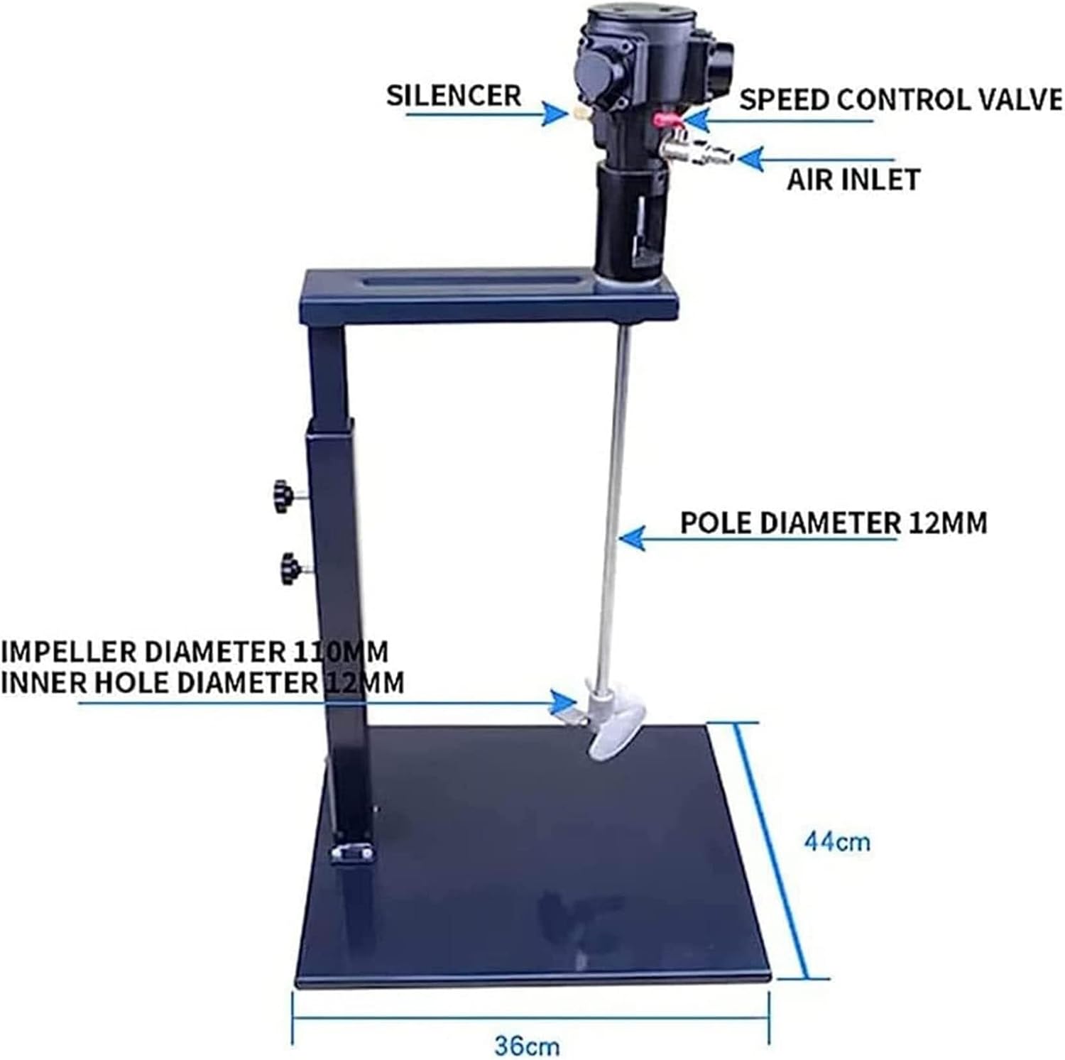 Pneumatic Bracket Mixer Concrete Stirrer, 5 Gal/20LPneumatic Paint Mixer Machine, Desktop Vertical Air Agitator for Mixing Feed (Impeller)