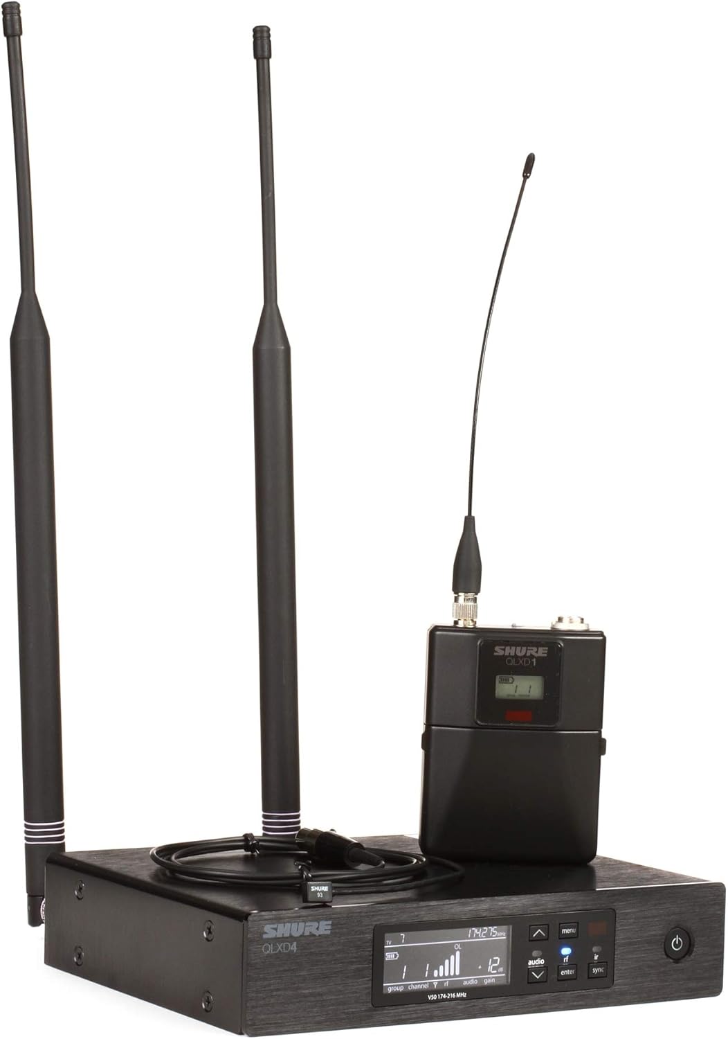 Shure QLXD14/93 Wireless Microphone System with Bodypack and WL93 Subminiature Lavalier Mic - V50 Band