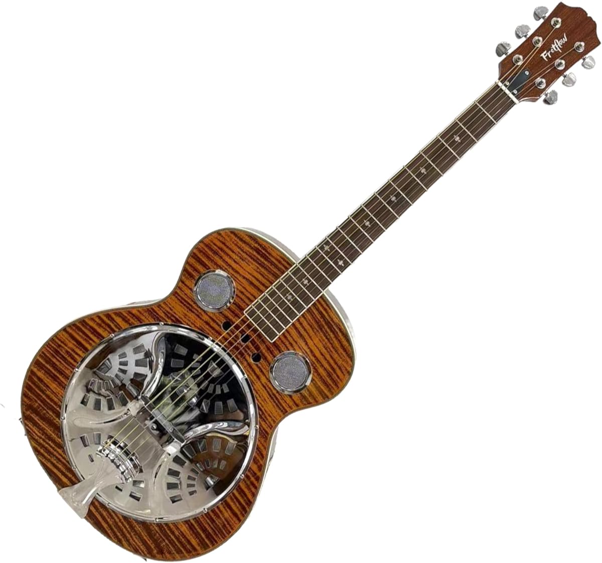 40-Inch Resonator Guitar with Spruce Top & Sapele Body - Tiger Flame Finish, Okoume Neck, Rosewood Fingerboard | Bronze Strings | Beginner guitar