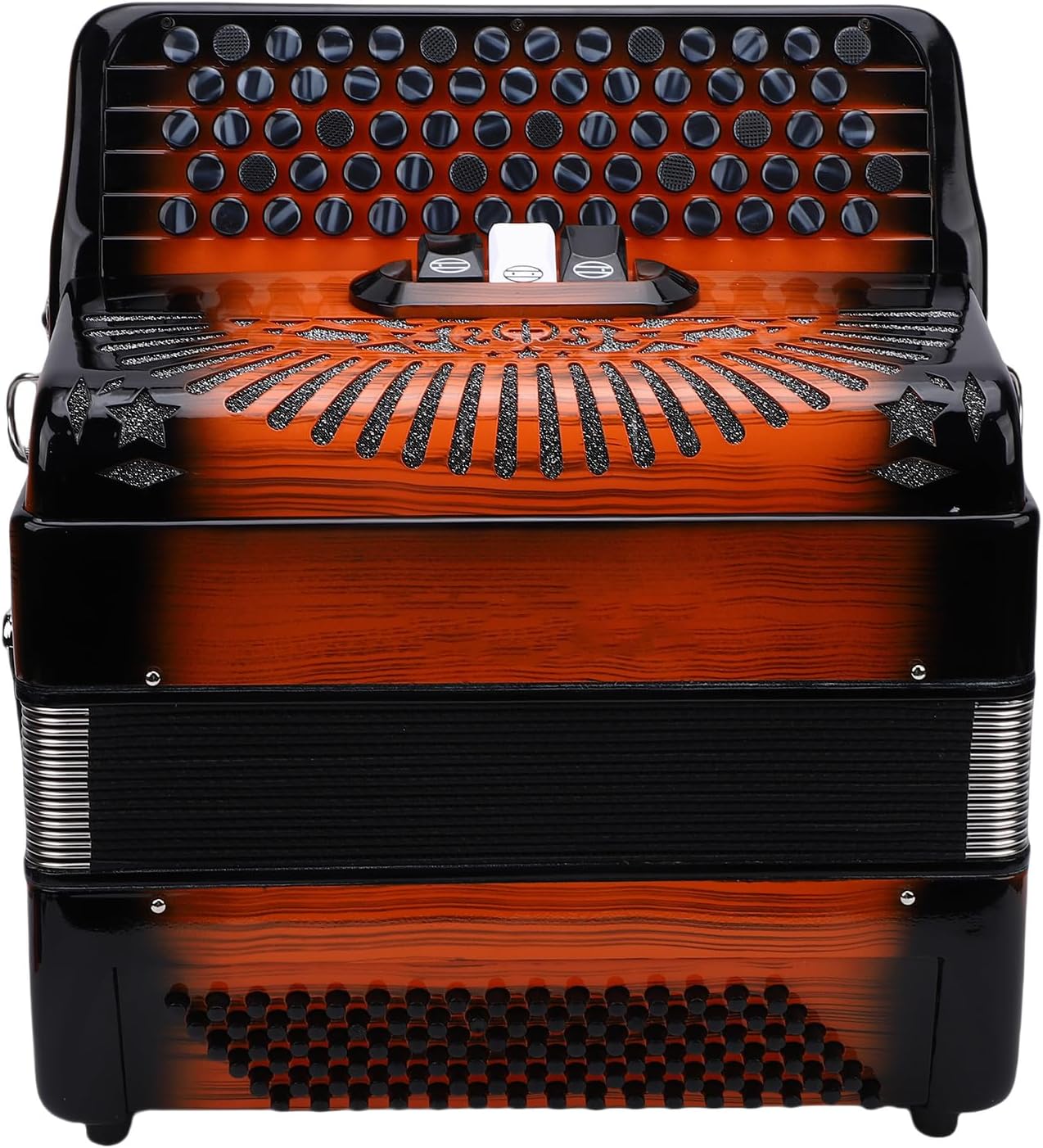 96 Bass Buttons Accordion 69 Keys Chromatic Scale Instrument F B E Tuning Orange for Beginners to Professionals Adjustable Straps