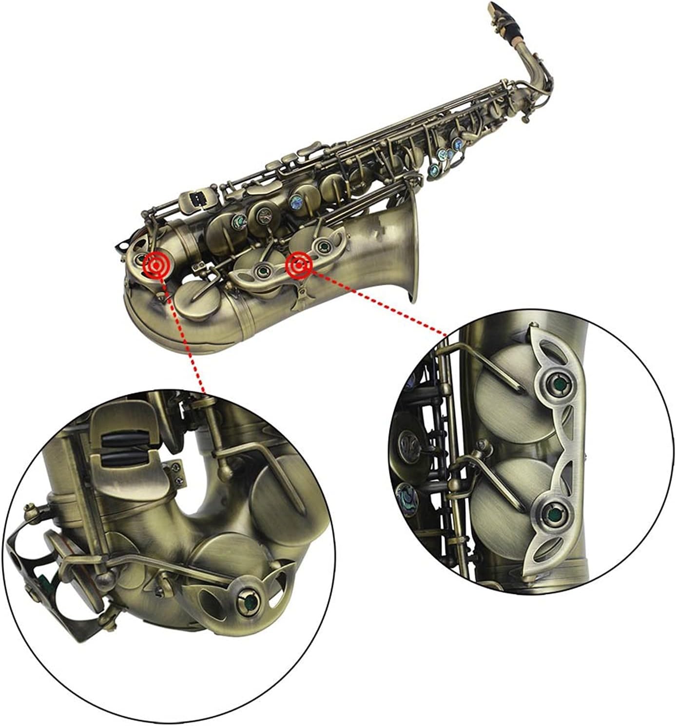 Sax Beginners Kit High Grade Antique Finish Bend EB E- Flat Alto Saxophone Sax Abalone Shell Key Carve Pattern Wind Instrument