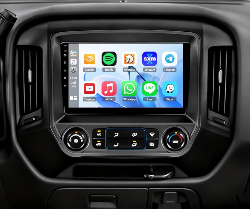 Car Stereo Radio for Chevrolet Silverado & GMC Sierra 2014 2015 2016 2017 2018,Double Din 2G+64G with Wireless CarPlay Android Auto,10 inch Touchscreen GPS Head Unit WiFi BT FM Backup Camera