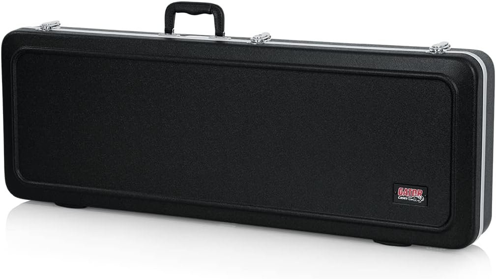 Gator GC-ELECTRIC-A Deluxe ABS Molded Case for Strat/Tele Style Electric Guitars - Black Bundle with Cable, Strap, Picks, and Austin Bazaar Polishing Cloth